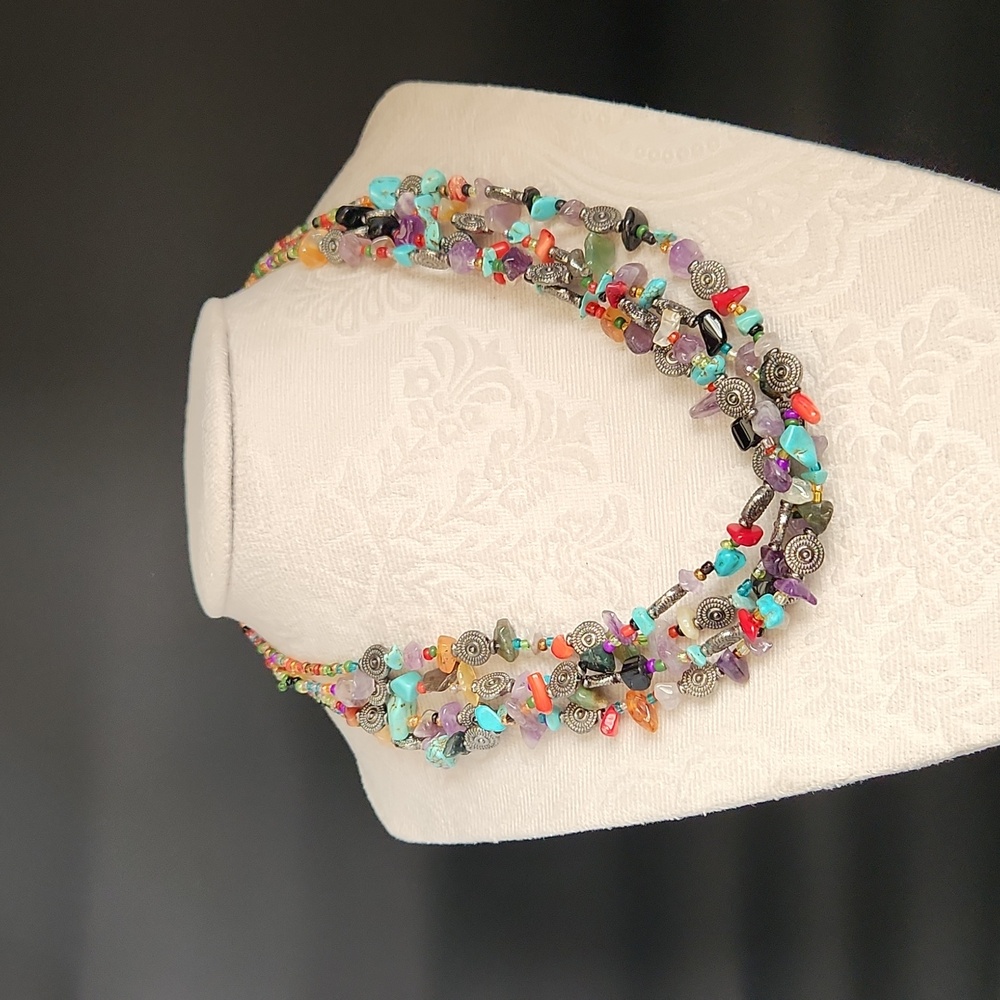 MULTISTRAND Hand Crafted Western Boho Beaded Necklace